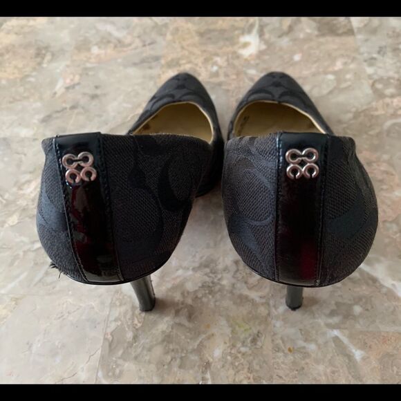 Coach black heels, closed toe, great shape, 4.5 in heels, size 10. - Picture 3 of 10